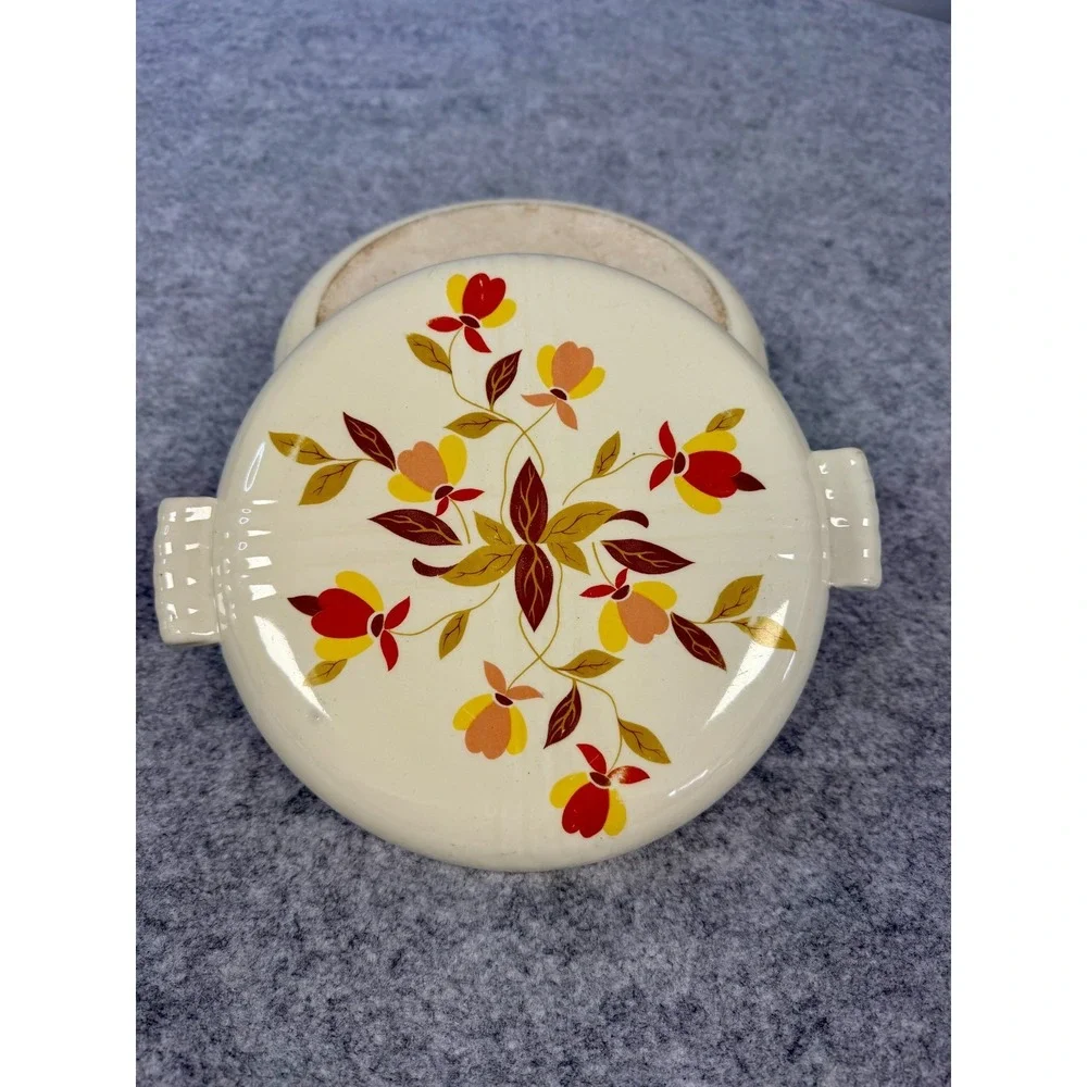 Vintage Hall's Superior Quality Kitchenware Autumn Leaf Pattern covered Casserol